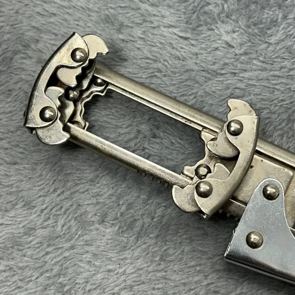 Vintage ST Taiwan Adjustable Jar Opener Stainless Steel Manual Lever Tool Silver